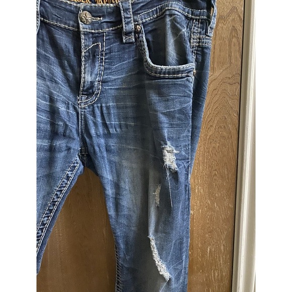 Rock Revival Jeans Mens Navid Straight 36 Blue Denim Distressed Vintage Y2K - Picture 4 of 13